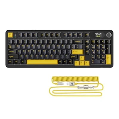 Imagen de ATTACK SHARK X98PRO Gasket Teclado mecánico para Juegos,BT/inalámbrico 2.4G/USB C,Pantalla LED a Color y Perilla CNC,RGB Backlit,Interruptor Lineal de 98 Teclas Hot Swap,4000mAh,para PC,Mac Negro