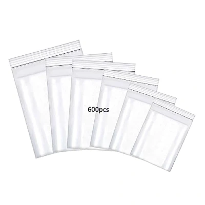 Imagen de HVDHYY 600 Bolsas con Cierre Zip Mixed Bolsa de Cremallera Plastico Transparente Resellables Ziplock Bags Diferentes Tamaños 6X9cm 7X10cm 8X12cm 9X13cm 10X15cm 12X17cm