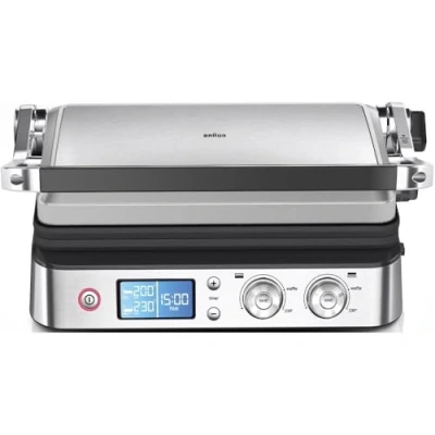 Imagen de Braun CG 9043 MultiGrill 9, Plancha Cocina Eléctrica con Función de Sellado, 3 Posiciones Cocción, Control Electrónico 2 Termostatos, Parrilla, y Placas Aptas para Lavavajillas, 2200W