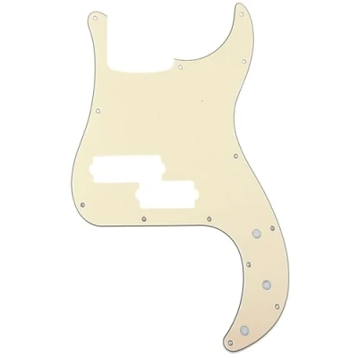 Imagen de Musiclily Pro 5 Cuerdas 13 Agujeros Estilo Contemporáneo P Bass Pickguard Golpeador para Bajo Fender Precision Mexican,3 capas Crema