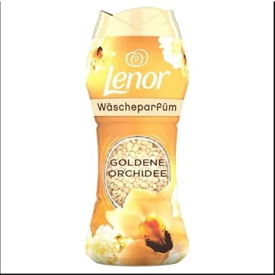 Imagen de Lenor Perfumista para lavadora Perle, 6 x 210 g, flores de oro y vainilla, formato maxi, intensificador perfume lavandería una explosión frescura, 100% plástico reciclado