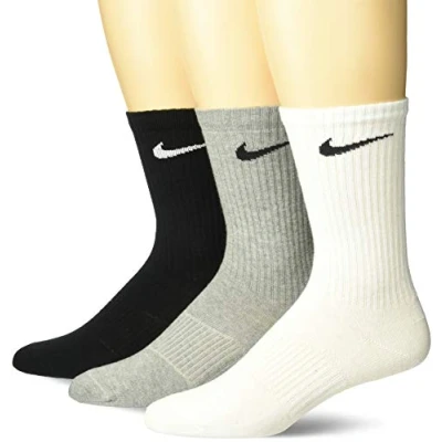 Imagen de Nike Soken Lightweight Crew Paquete de 3 Pares Calcetines, Hombre, Multicolor (Grey Heather/Black/White), 38 42 EU