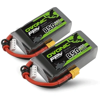 Imagen de OVONIC 3S Batería de polímero litio 80C 850 mAh con XT30 para avión RC Quadcopter Helicóptero FPV Racing Drone (2 unidades)