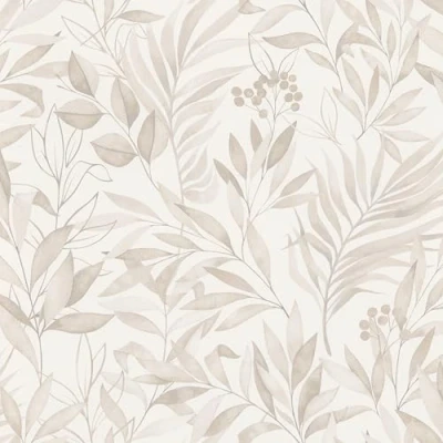 Imagen de Rasch Papel pintado 286069 con hojas beige en moderno aspecto acuarela, 10,05 m x 0,53