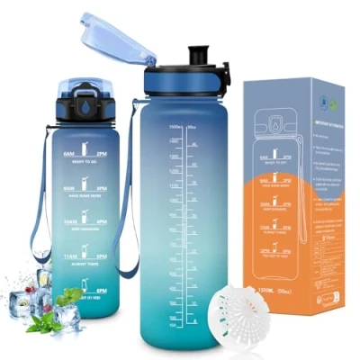 Imagen de Vikaster Botella agua, 1500ml, sin BPA, de agua repetida, para Deporte, Gimnasio, Running, Niños, Bicicleta