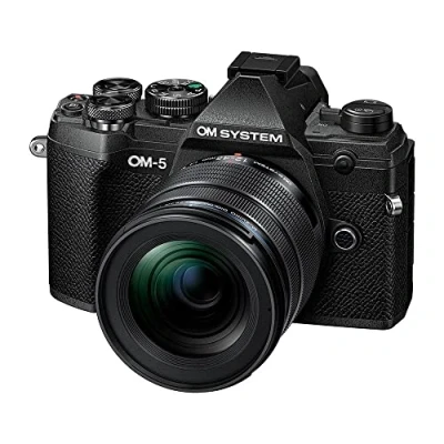 Imagen de OM SYSTEM 5 Cámara con Sistema Micro Four Thirds Objetivo M.Zuiko Digital ED 12 45mm Pro, Sensor Live Mos de 20 MP, Estabilización Imagen Mejorada Ejes, IP53, Negro/Negro