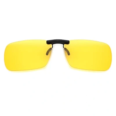 Imagen de JM Sin marco Rectángulo Clip en Gafas de Sol Ligero Peso Polarizadas Anteojos Hombre Mujer(Amarillo Polarizado)