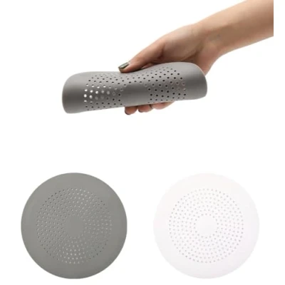Imagen de Silicona Protector de Drenaje, 2 Pcs Coladores Drenaje con Ventosas Fuertes, Desagüe, Cubierta Desagüe Ducha, Filtro para Fregadero, Cocina, BañO(Gris Blanco)