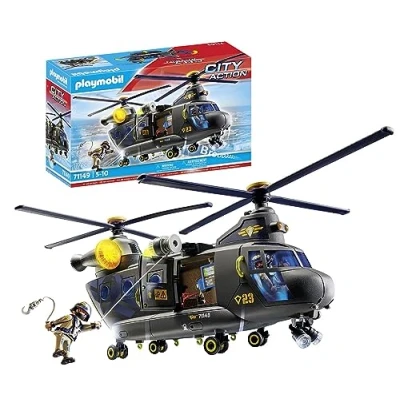 Imagen de PLAYMOBIL City Action 71149 Fuerzas Especiales Helicóptero Banana, con módulo de luz y Sonido, Juguetes para niños a Partir 5 años