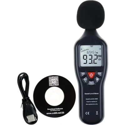 Imagen de Sonometro, medidor Decibelios, Profesional Sonar Nivel Metro, de ruido digital con Luz Fondo Monitor Alto Exactitud Medición 30dB 130dB A/C Ponderado