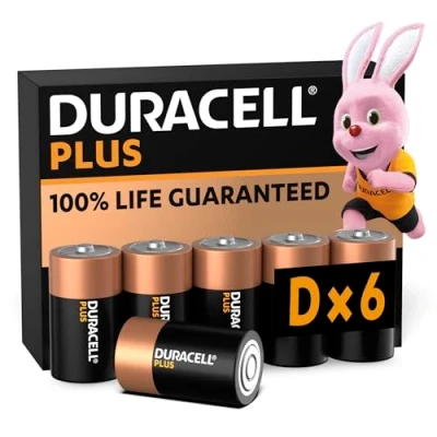 Imagen de Duracell Plus pilas D (pack de 6) Alcalinas 1,5 V 100 % duración garantizada Fiabilidad para dispositivos cotidianos Embalaje sin plástico 10 años almacenamiento LR20 MN1300