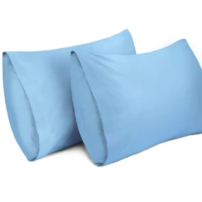 Imagen de Lirex 2 Paquetes Fundas de Almohada, 100% Algodón 400 Hilos Transpirable Almohada la Cubiertas (50 x 75 cm， Azul Cielo)