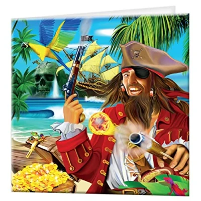 Imagen de 3D LiveLife Tarjeta felicitacion Isla pirata de Deluxebase. Lenticular con piratas para toda ocasión y edad. Ilustraciones originales licencia del reconocido artista, Michael Searle