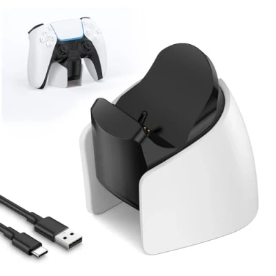 Imagen de base de carga para controlador PS5, estación rápida USB PS5 DualSense Edge, Edge con indicador cargador y cable