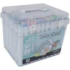 Imagen de Artis Decor SET DE 80 ROTULADORES TWIN BRUSH DOBLE PUNTA BASE ALCOHOL