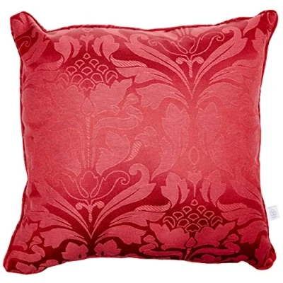 Imagen de Fusion Damasco (43 x 43 cm) Relleno Borde Ribeteado Jacquard Vintage Funda incluida/Inserto Cojín Floral Rojo, Lino, Granate, Cushion (Filled): 43cm
