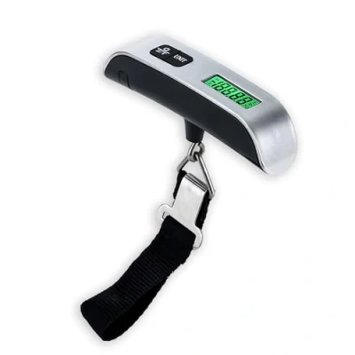 Imagen de Intirilife báscula digital de equipaje en negro electrónica para pesar maletas, mano, bolsas viaje, portátil