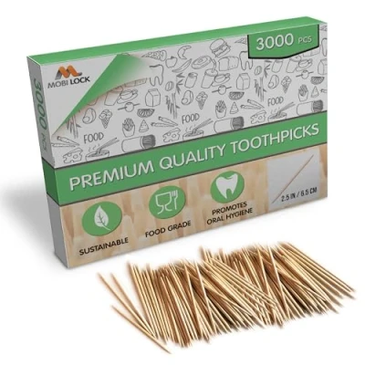 Imagen de 3000pcs Palillos de Madera Bambú Primera Calidad para Cócteles Higiene Personal, Pinchos Desechables Aperitivos, o Manualidades por Mobi Lock