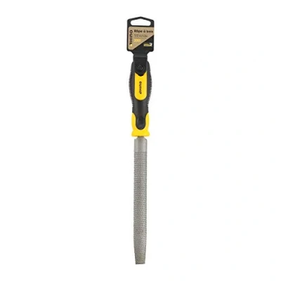 Imagen de Rhino 43182 200 mm Rallador 1/2 lima media redonda de madera mango ergonómico bimaterial, longitud