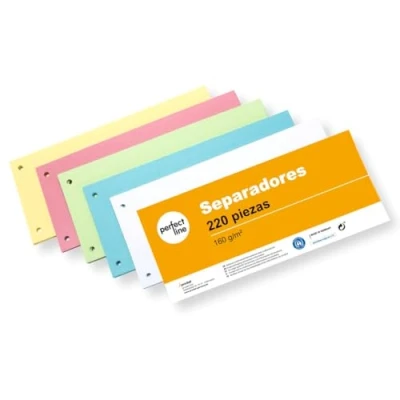 Imagen de perfect line 220 separadores para archivador A4, de cartón reciclado, fabricación en Alemania, 5 colores, perforado