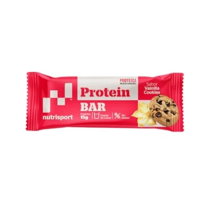 Imagen de NUTRISPORT Barrita Protéica Complemento Alimenticio Alto Contenido en Proteínas Suplemento para Deportistas Sabor Vainilla &amp; Cookies 24 unidades
