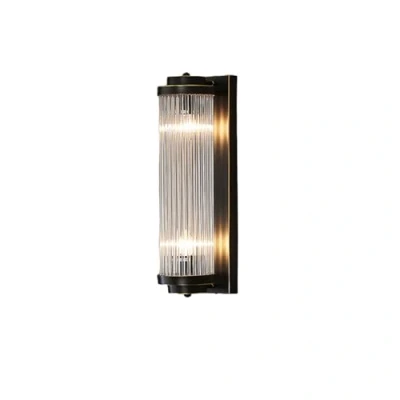 Imagen de NICRX Aplique de pared cristal Negro 400 mm, lámpara con base y claro, luz montaje en (Negro)