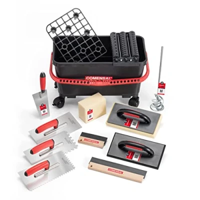 Imagen de COMENSAL® Cubeta Alicatador 24L XL Conjunto de Limpieza Baldosas 15 Piezas Juego Lavado con Ruedas Rodillos Rejilla Made in EU