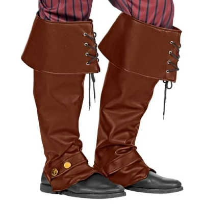Imagen de WIDMANN 09816 Par De Cubrebotas Piel Sintética, Unisex Adulto, Pirata, Mosquetero, Caballero, Edad Media, Carnaval, Color Marrón