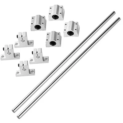Imagen de S SIENOC 550mm 3D Impresora φ8mm eje óptico/eje lineal/guía lineal/eje de precisión 45# Acero Revestimiento cromo + Soporte en Vertical Rodamiento bolas (Typ 5, 2Set, 550mm)