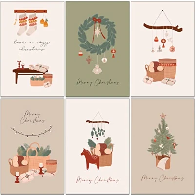 Imagen de Bear and Bee 36 tarjetas navideñas tradicionales ecológicas hechas de papel reciclado, mixtas