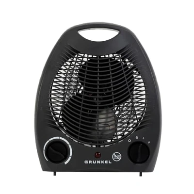 Imagen de Grunkel calefactor de baño bajo consumo hasta 2000W con 3 modos, 6 niveles potencia y sistema contra sobrecalentamiento antivuelco, Negro.