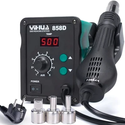Imagen de YIHUA 858D estacion soldadura aire caliente SMD desoldadura de calor 700W con temperatura y volumen ajustable, control PID, función inicio/parada auto EU plug