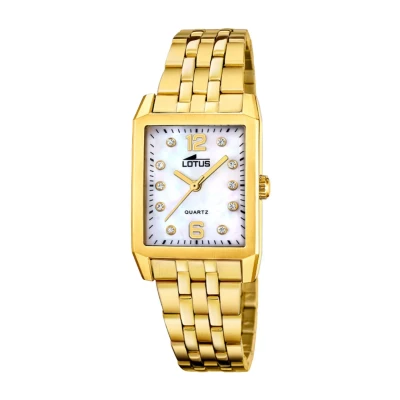 Imagen de LOTUS Reloj Mujer 18986/1 Square Series Caja de Acero Inoxidable 316l Dorado Correa