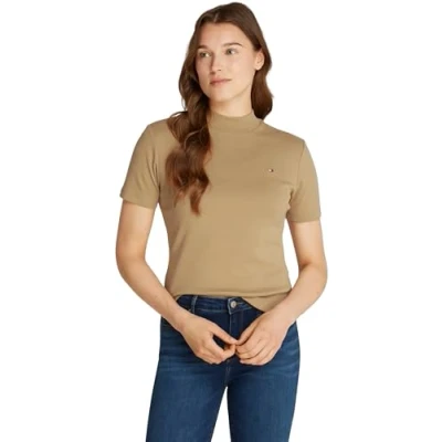 Imagen de Tommy Hilfiger SLIM CODY CROP MOCK Camiseta básica safari, Mujer, Talla: XL, Safari