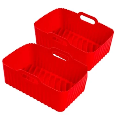 Imagen de Siliz forros Ninja para freidora de aire Ninja/Tower Dual Air Fryer Paquete 2 silicona roja Forro reutilizable Accesorios