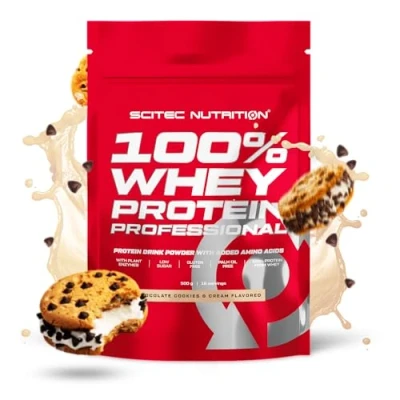 Imagen de Scitec Nutrition 100% Whey Protein Professional Mejorada con Aminoácidos Extra y Enzimas Digestivas Sin gluten aceite de palma, 500 g, Chocolate Cookies &amp; Cream