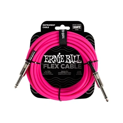 Imagen de Ernie Ball Flex Cable para instrumentos, recto/recto, 6.1m Rosado