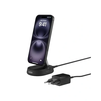 Imagen de Cargador Belkin BoostCharge Pro, Carga inalámbrica, Compatible con iPhone, Convertible Qi2, 15 W, Negro