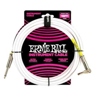 Imagen de Ernie Ball Cable para instrumento clásico jack recto/recto 4,5 m. Blanco