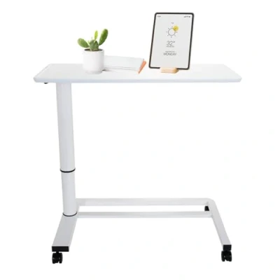 Imagen de hjh OFFICE 830054 Mesa para Ordenador Portátil Stand II Escritorio Computadora con Ruedas, Altura Ajustable, Blanco