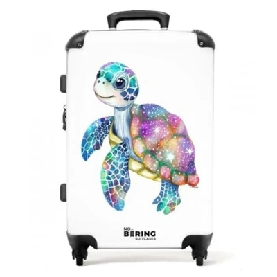Imagen de NoBoringSuitcases.com Maleta Infantil, Niño, Niños con Ruedas, Mediana, Maletas Grande, Suitcase Large, de Viaje Grandes 23 Kilos (67 cm 72 L) (Tortuga mosaico Blanco)
