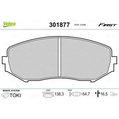 Imagen de VALEO 301877 Juego de pastillas freno FIRST Eje delantero excl. contacto avisador desgaste sin chapa antichirridos SUZUKI: Grand Vitara 2 SUV