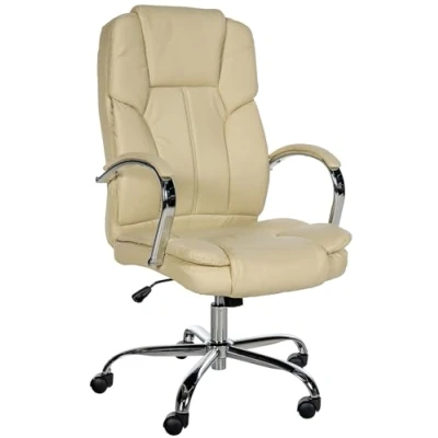 Imagen de CLP Silla de Oficina Big Xanthos en Polipiel I Ergonómica XXL Regulable Altura, con Ruedas &amp; Reposabrazos, Color:Crema