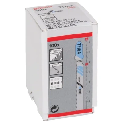 Imagen de Bosch Professional 100x Hojas de Sierra calar T 118 A Basic for Metal (para Láminas acero, accesorios calar)