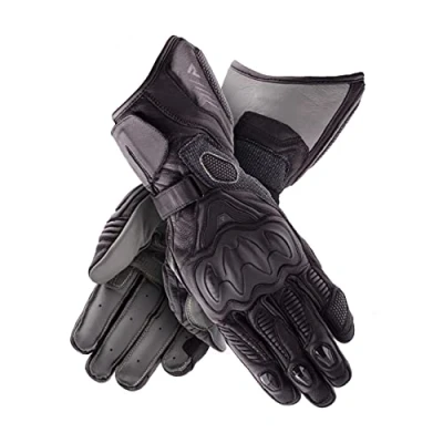 Imagen de REBELHORN Rebel Lady Guantes de Cuero para Motocicleta Mujer Protectores Muñequera Dura y Cubierta Dedos Ventilación Elementos Flexibles Almohadillas amigables con la Pantalla táctil