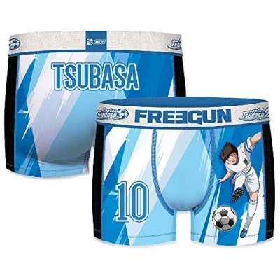 Imagen de FREEGUN PK2211 X Calzoncillo Boxer Captain (Súper Campeones Benji) Modelo Oliver Atom/Tsubasa Ozora Microfibra 92% poliéster, 8% Elastano, Set 2pcs Pk2211, XL para Hombre