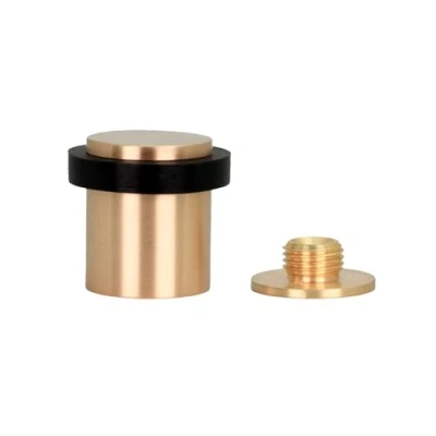 Imagen de Tope para Puertas 24 x 30 mm Base Roscada Laton Mate Goma Negra Incluye Tornillo + Taco de Sujeción EVI Herrajes I 18024X30 (34mm 30mm, Latón Negra)