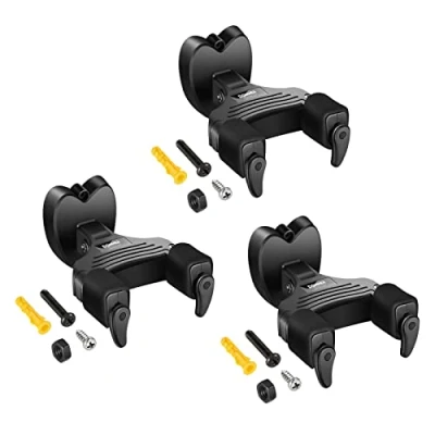 Imagen de Donner Soporte Guitarra Pared, Colgador de Pared para Eléctrica Acústica Clásica/Bajo/Guitalele/Banjo/Mandolina, Bloqueo Automático Diseño Adecuado, Negro, 3pcs