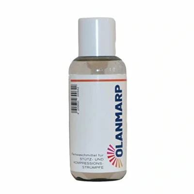 Imagen de Olanmarp detergente suave concentrado líquido para medias de apoyo y compresión lavar a mano + máquina (100 ml, sin red lavado)