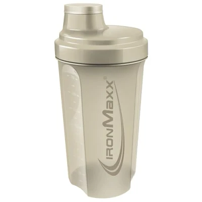 Imagen de IronMaxx Eiweiß Shaker Sandstone Beige 700ml de proteínas con tapa rosca, tamiz y escala medición Antigoteo, apto para lavavajillas libre BPA DEHP